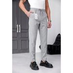 Ser Joven Erkek Açık Gri Slim Fit Likralı Beli Lastikli Bağcıklı Yan Cep Jogger Kumaş Pantolon - 31