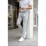 Ser Joven Erkek Açık Gri Slim Fit Likralı Yan Cep Bilek Boy Düz Kumaş Pantolon - 30