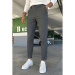 Ser Joven Erkek Antrasit Slim Fit Dar Kesim Likralı Yan Cep Bilek Boy Düz Kumaş Pantolon - 32