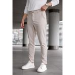 Ser Joven Erkek Bej Slim Fit Kalıp Armürlü Casual Pantolon
