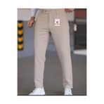Ser Joven Erkek Bej Slim Fit Likralı Yan Cep Bilek Boy Düz Kumaş Pantolon