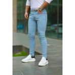 Ser Joven Erkek Buz Mavi Slim Fit Likralı Dar Paça Lazerli Kot Pantolon - 38