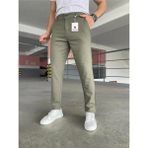 Ser Joven Erkek Haki Slim Fit Dar Kesim Likralı Yan Cep Bilek Boy Düz Kumaş Pantolon - 32