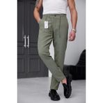 Ser Joven Erkek Haki Slim Fit Likralı Beli Lastikli Bağcıklı Yan Cep Jogger Kumaş Pantolon - 30