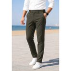 Ser Joven Erkek Koyu Yeşil Slim Fit Likralı Yan Cep Bilek Boy Düz Kumaş Pantolon - 38