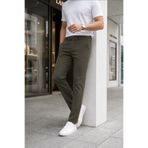 Ser Joven Erkek Koyu Yeşil Slim Fit Likralı Yan Cep Bilek Boy Düz Kumaş Pantolon