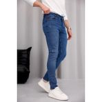 Ser Joven Erkek Mavi Slim Fit Likralı Dar Paça Lazerli Kot Pantolon - 36