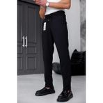 Ser Joven Erkek Siyah Slim Fit Likralı Beli Lastikli Bağcıklı Yan Cep Jogger Kumaş Pantolon - 30