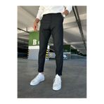 Ser Joven Erkek Siyah Slim Fit Likralı Düz Kumaş Pantolon