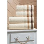 Sera 4’lü Banyo Havlu Seti, Hamam Takımı (2 Adet 70X140, 2 Adet 50X90) – Şık ve Yumuşak, Çeyizlik - 70 x 140 cm - Ekru