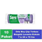 Sera Çöp Torbası Büzgülü Lavanta Kokulu Büyük Boy 7 Li 65 x 70 cm x 10 Paket