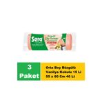 Sera Çöp Torbası Büzgülü Vanilya Kokulu Orta Boy 15 Li 55 x 60 cm x 3 Paket