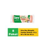 Sera Çöp Torbası Büzgülü Vanilya Kokulu Orta Boy 15 Li 55 x 60 cm x 8 Paket