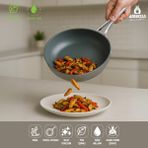 Sera Nova Yanmaz Yapışmaz Seramik Wok Tava 28 Cm – Gri