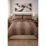 Seralay Home Leopar Desenli Lastikli Çarşaflı Çift Kişilik Nevresim Takımı+4 ad yastık kılıfı - 001-Renkli - 180 x 220 cm