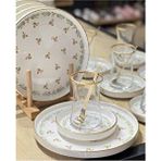 Seramik 18 Parça Modern Masal Pasta Çay Saati Seti Beyaz 21 Çiçekli Yuvarlak 6+ Pasta Tabağı Bpa Fr