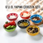 Seramik 6'lı Kase Seti El Yapımı Çerezlik, Reçellik, Sosluk & Kahvaltılık Sunum Takımı Elde Boyanmış Renkli Desenli Dekoratif Mini Kaseler Yeni Ev & Söz Nişan Butik Hediyesi, Flower Bloom