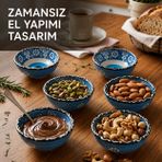 Seramik 6'lı Kase Seti El Yapımı Çerezlik, Reçellik, Sosluk & Kahvaltılık Sunum Takımı Elde Boyanmış Renkli Desenli Dekoratif Mini Kaseler Yeni Ev & Söz Nişan Butik Hediyesi, Nazar