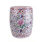 Seramik Bahçe Taburesi Dekoratif Bahçe Tabureleri El Boyalı Pastel Şakayık Giyinme Taburesi Vintage Yuvarlak Davul Taburesi Patio Oturma Odası Soğutucu İskele Sehpa Süsle,One Color-A