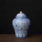 Seramik Çin Geleneksel Çiçekli Zencefil Kavanoz Vazo Mavi ve Beyaz Antika Porselen Vazo Çin Tarzı Kavanoz, F-w13.4xh19.7cm,F-w13.4xh19.7cm