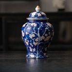 Seramik Çin Geleneksel Çiçekli Zencefil Kavanoz Vazo Mavi ve Beyaz Antika Porselen Vazo Çin Tarzı Kavanoz, P-w12.2xh19.3cm,P-w12.2xh19.3cm