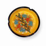 Seramik El Yapımı Büyük Küllük, Sarı, 10 cm Çap, 4 cm Yükseklik, Dekoratif Desenli, 1 Adet