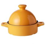 Seramik Fas Tajine Tenceresi, İndüksiyon için Güveç Tenceresi, Tencere, Tajine Tenceresi, 2 Saplı Yavaş Pişirici (Renk: Turuncu)