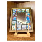 Seramik Karolu Ayous Ağacı Ahşap Çerçeveli Özel Tasarım Bodrum Ayna Ahşap 30 x 25