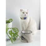 Seramik Kedi Ve Köpek Mama Su Kabı Colorful Moon Bowl ÇİZGİLİ SİYAH EBRU