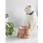 Seramik Kedi Ve Köpek Mama Su Kabı Colorful Moon Bowl ÇİZGİLİ TURUNCU EBRU