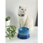 Seramik Kedi Ve Köpek Mama Su Kabı Colorful Moon Bowl MAVİ GÖKKUŞAĞI