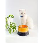 Seramik Kedi Ve Köpek Mama Su Kabı Colorful Moon Bowl SARI-SİYAH GÖKKUŞAĞI