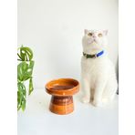 Seramik Kedi Ve Köpek Mama Su Kabı KAHVE-AÇIK KAHVE GÖKKUŞAĞI