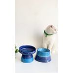 Seramik Kedi Ve Köpek Mama Su Kabı MAVİ GÖKKUŞAĞI & Colorful Moon Bowl MAVİ GÖKKUŞAĞI 2'Lİ
