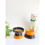 Seramik Kedi ve Köpek Mama Su Kabı (Siyah Sarı & Colorful Moon Siyah Sarı- Gökkuşağı- 2'li) - Çok Renkli
