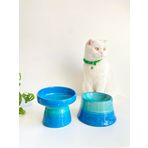 Seramik Kedi Ve Köpek Mama Su Kabı TURKUAZ & Colorful Moon Bowl TURKUAZ GÖKKUŞAĞI 2'Lİ