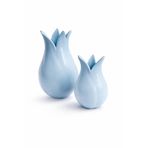 Seramik Lale Vazo Seti, Mavi, 14x8 cm ve 12x7 cm, 2'li Set, Büyük ve Orta Boy
