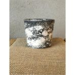 Seramik Saksı - Ebruli Desen(8.5cm) Çiçek Saksısı- Siyah