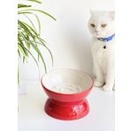 SERAMİK YAVAŞ YEME KEDİ MAMA KABI (KIRMIZI)