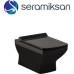 Seramiksan Silva Kanallı Parlak Siyah Asma Klozet A041043H, Seramiksan Silva Yavaş Kapak