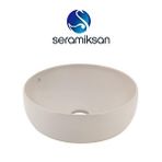 Seramiksan Sole Oval Tezgâh Üstü Batarya Deliksiz Mat Cappucino Lavabo 42x42 Cm A002849h Beyaz