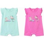 Seramis Kız Bebek 2’li Tulum Seti – Pembe & Mint Yeşili Ayıcıklı Yazlık Tulum - 9 Ay - Pembe - Yeşil
