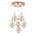 Serap 6'lı 65 Watt 3000K Yuvarlak Gold Kristal Taşlı Ledli Salon Avize