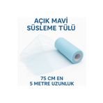 serap çiçekçilik 5 Metre 75 Cm. Açık Mavi Bohça Süsü, Nişan Bohça Süsü, Sünnet süsü ,Kapı Süsü Tülü, Doğum Günü Tülü