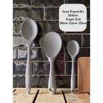 Seraph Isıya Dayanıklı Yanmaz Yapışmaz Silikon Uzun Kısa Derin Kaşık 28 Cm-20 Cm/kısa Kaşık 22 cm - Gri