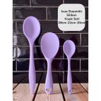 Seraph Isıya Dayanıklı Yanmaz Yapışmaz Silikon Uzun Kısa Derin Kaşık 28 Cm-20 Cm/kısa Kaşık 22 cm - Lila