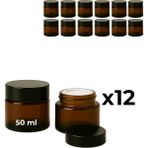 Seray Cam 12’li 50 ml Amber Cam Krem Kavanozu + Siyah Kapak