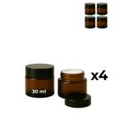 Seray Cam 4’lü 30 ml Amber Cam Krem Kavanozu + Siyah Kapak