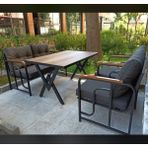 Serdem 2+1+1+Masa Bahçe Balkon Mobilya Takımı Antrasit