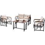 Serdem 2+1+1+Sehpa Bahçe Balkon Mobilya Takımı Krem - Bej